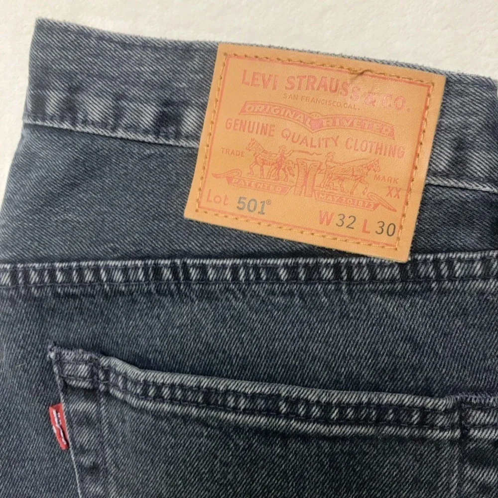 Levi's 501 Premium Jeans Men 32x30 (Fits 30x30) Gray Black Straight Vtg Style